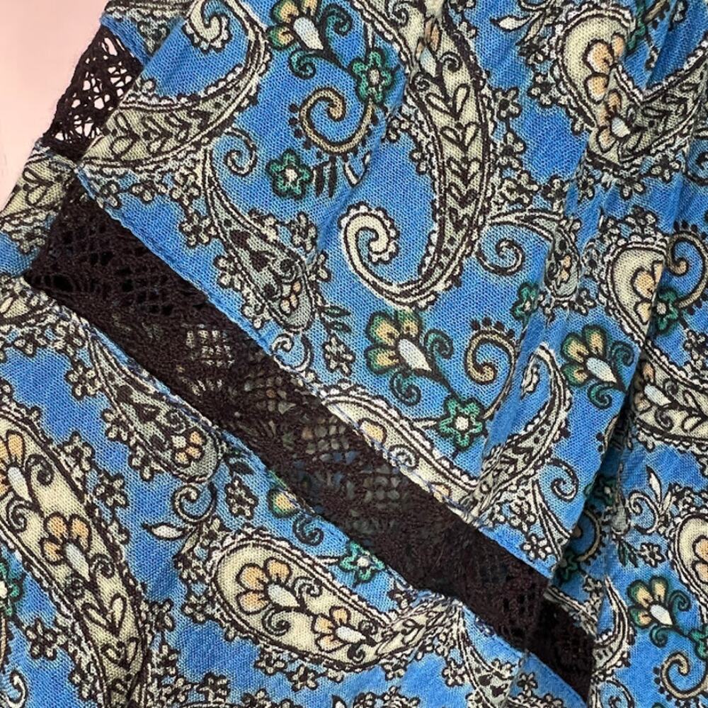 Free People Women's Luna Scarf Print Tunic Blouse S Ocean Combo Flowy Boho Top - Picture 6 of 9
